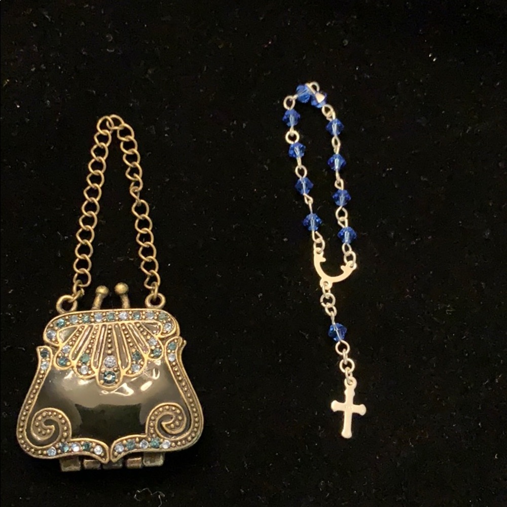 Mini handmade rosary with mini purse holder